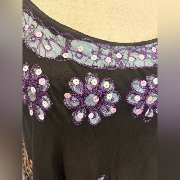 Black and Purple Embellished Mini Dress - Picture 5 of 10